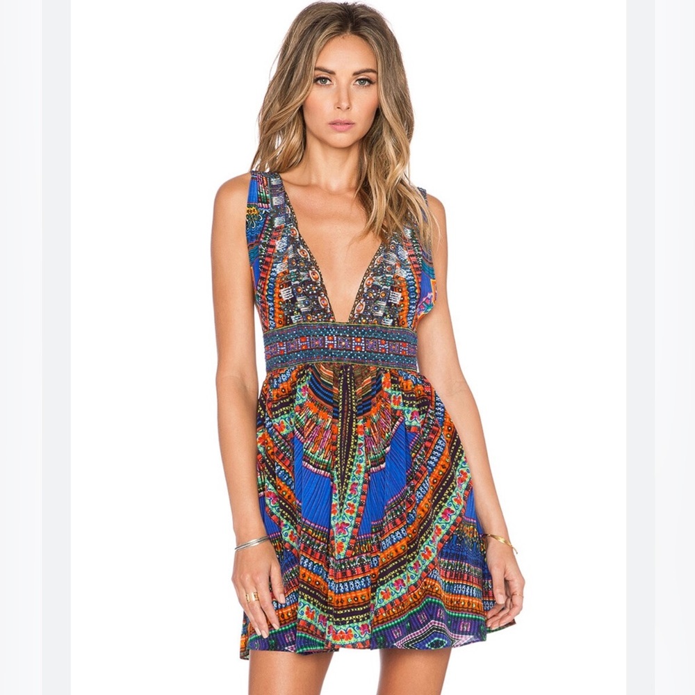 Camilla Ancient Paj Ndau V-Neck Short Dress (Size 1)